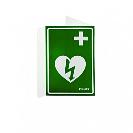 Cartello murale segnalatore AED, verde