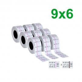 Rotolo etichette a 2 linee con indicatore di sterilizzazione, 9 pz.